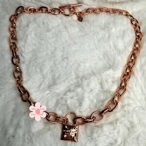 MICHAEL KORS Est 1981 Rose Gold-tone Padlock Pendant Chain Necklace